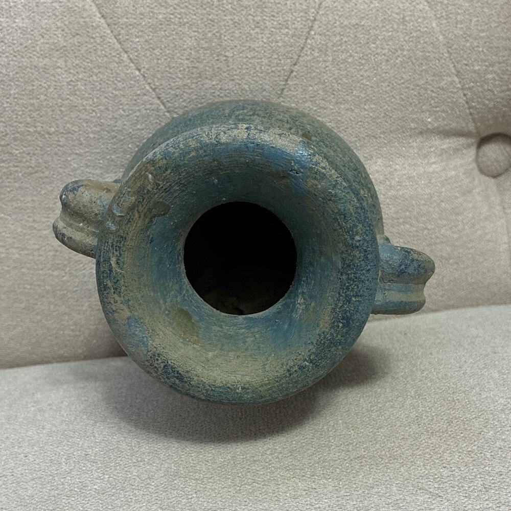 Coastal Ceramic Starfish Vase Blue Nautical Rustic Pottery 2 Handle Jar Mexico - Picture 6 of 9
